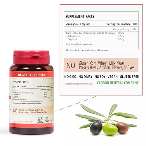 OLIVIE Force/Rich — bouteille capsules, formulation bio respectueuse des plantes.