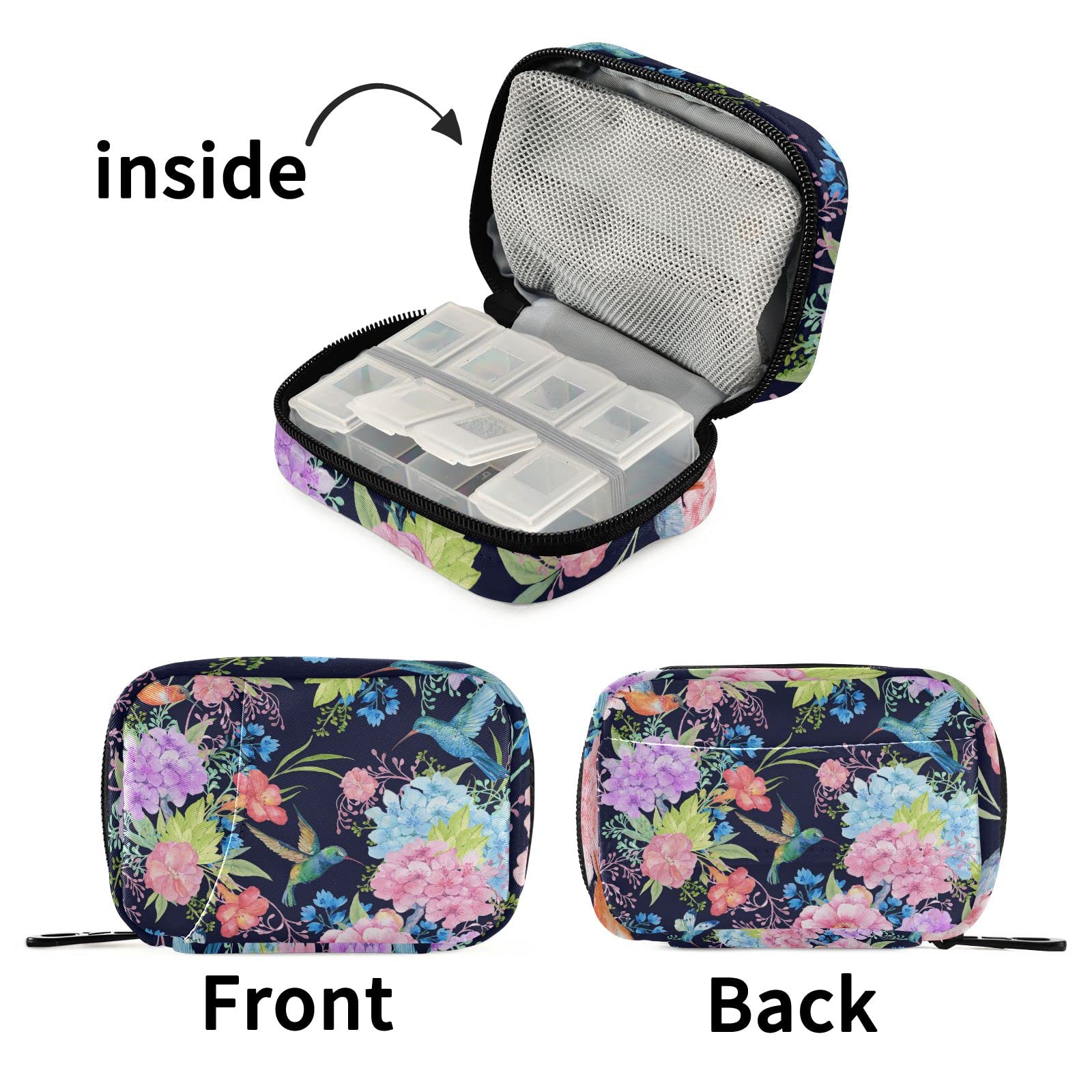 Ollabaky Colibri Floral, rangement polyvalent, sert aussi de porte-monnaie ou trousse.