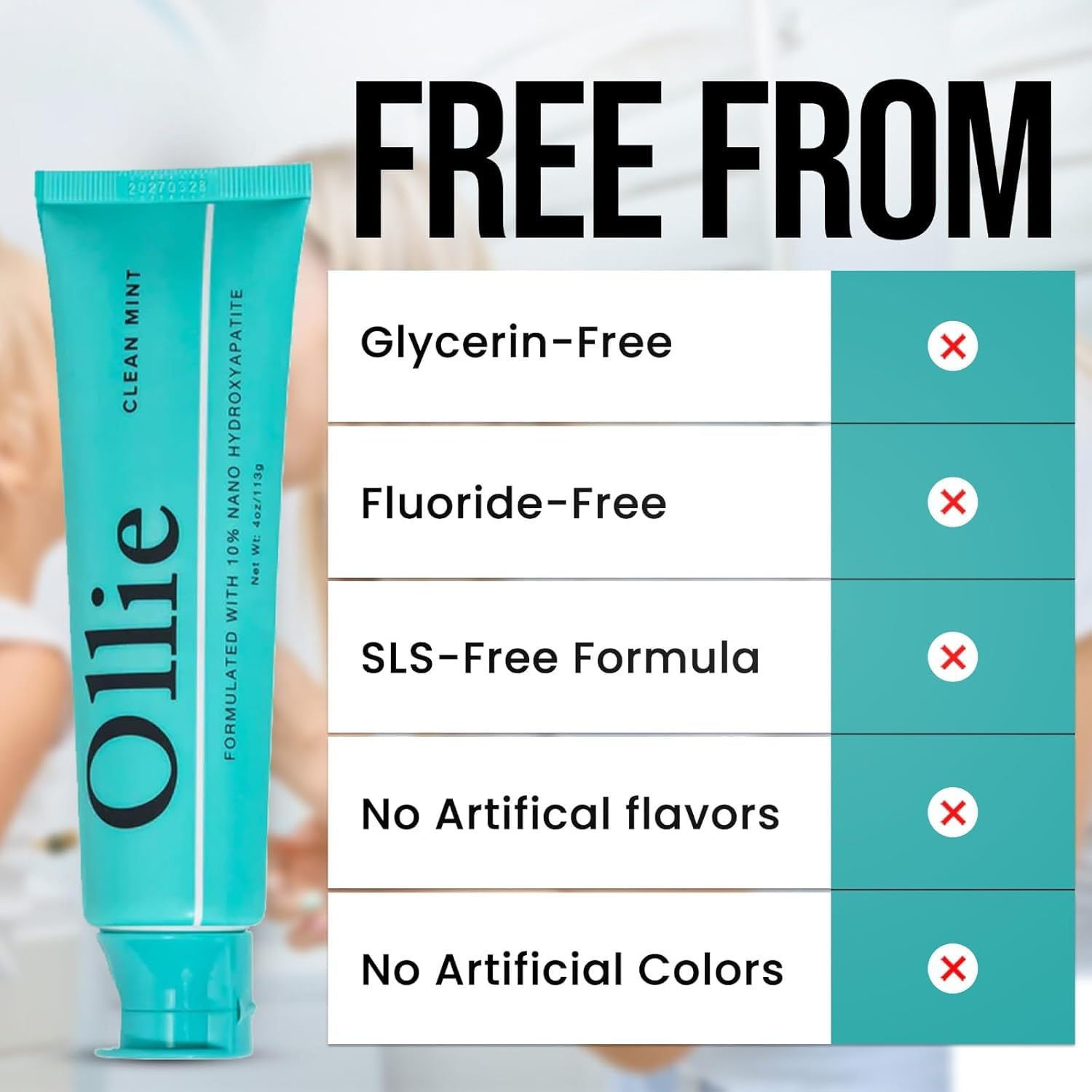 Ollie Clean Mint Nano Hydroxyapatite, reminéralisation douce de l’émail