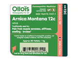 Pellets OLLOÏS Arnica Montana 12C en gros plan et faciles à prélever.