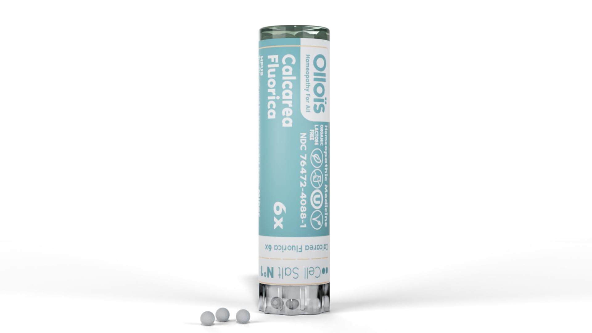 OLLOÏS Calcarea Fluorica en flacon de pellets, pratique pour usage quotidien.