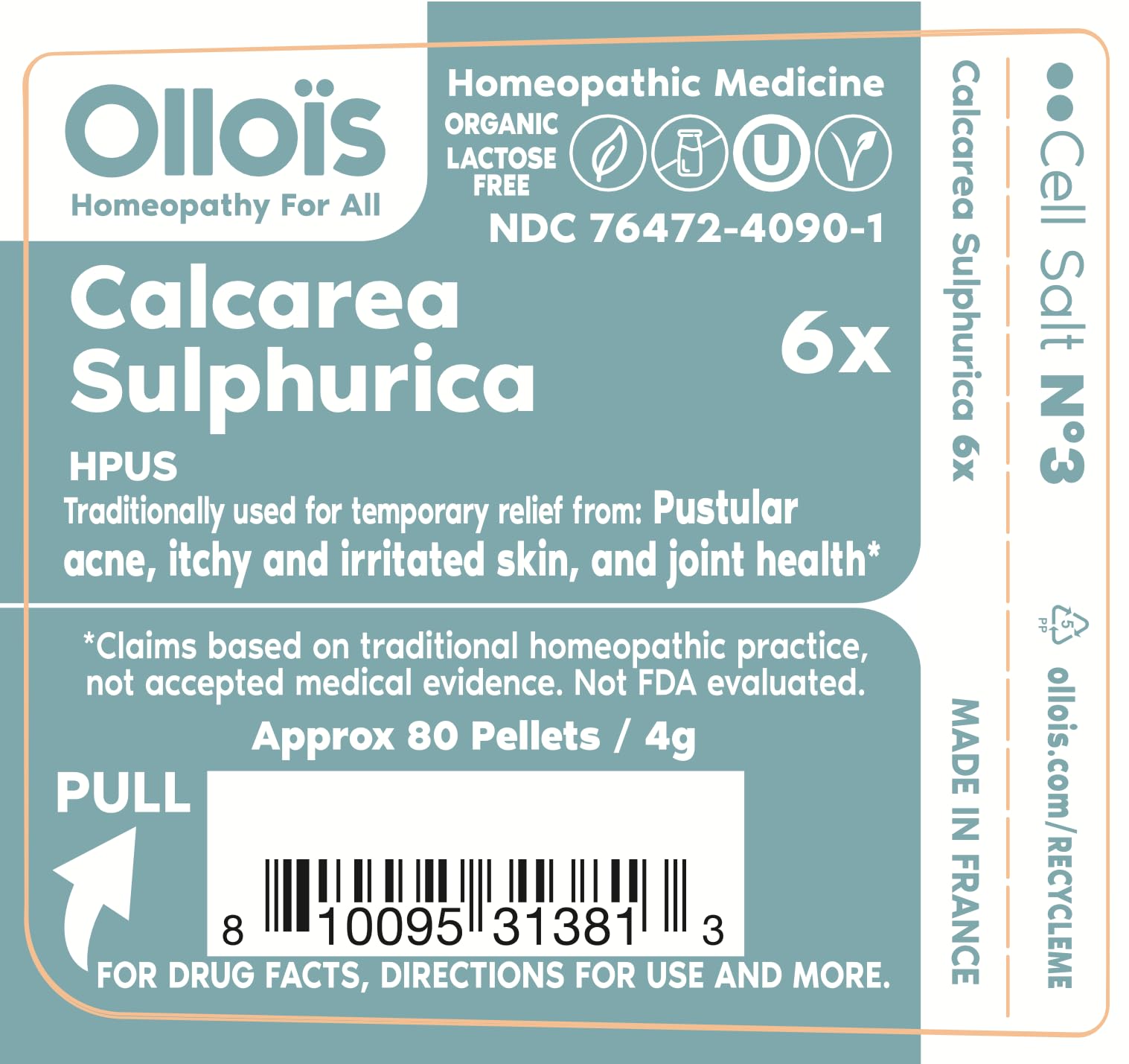 OLLOÏS Calcarea Sulphurica emballage naturel et compact, idéal en déplacement