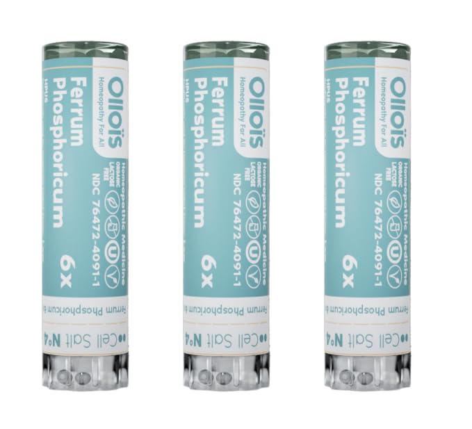 OLLOÏS Ferrum Phosphoricum 6X, bouteille pratique pour usage quotidien et dosage facile.