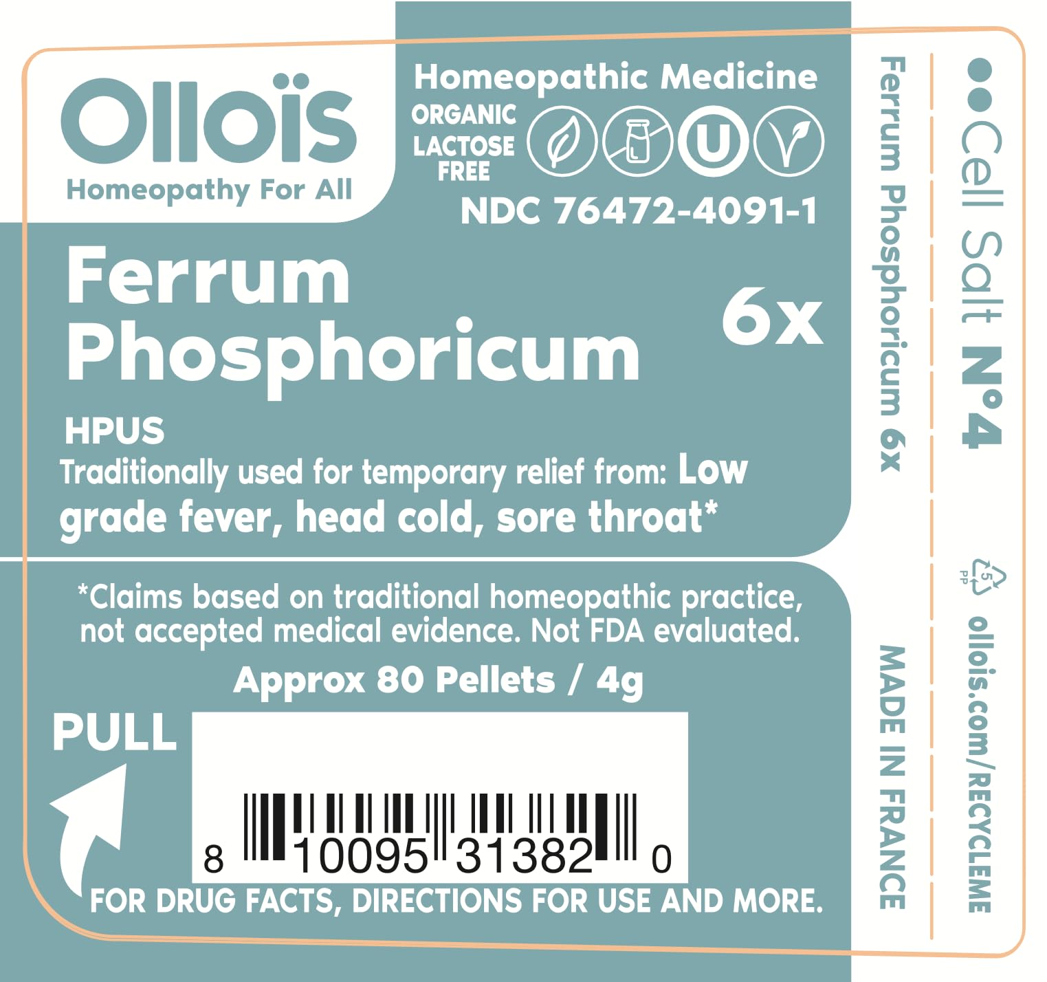 OLLOÏS Ferrum Phosphoricum 6X – étiquette claire pour repérage rapide et stockage sûr.