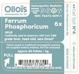 OLLOÏS Ferrum Phosphoricum 6X – étiquette claire pour repérage rapide et stockage sûr.