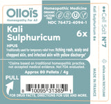 Étiquette OLLOÏS Kali Sulphuricum certifiée bio, traçabilité et qualité assurées.