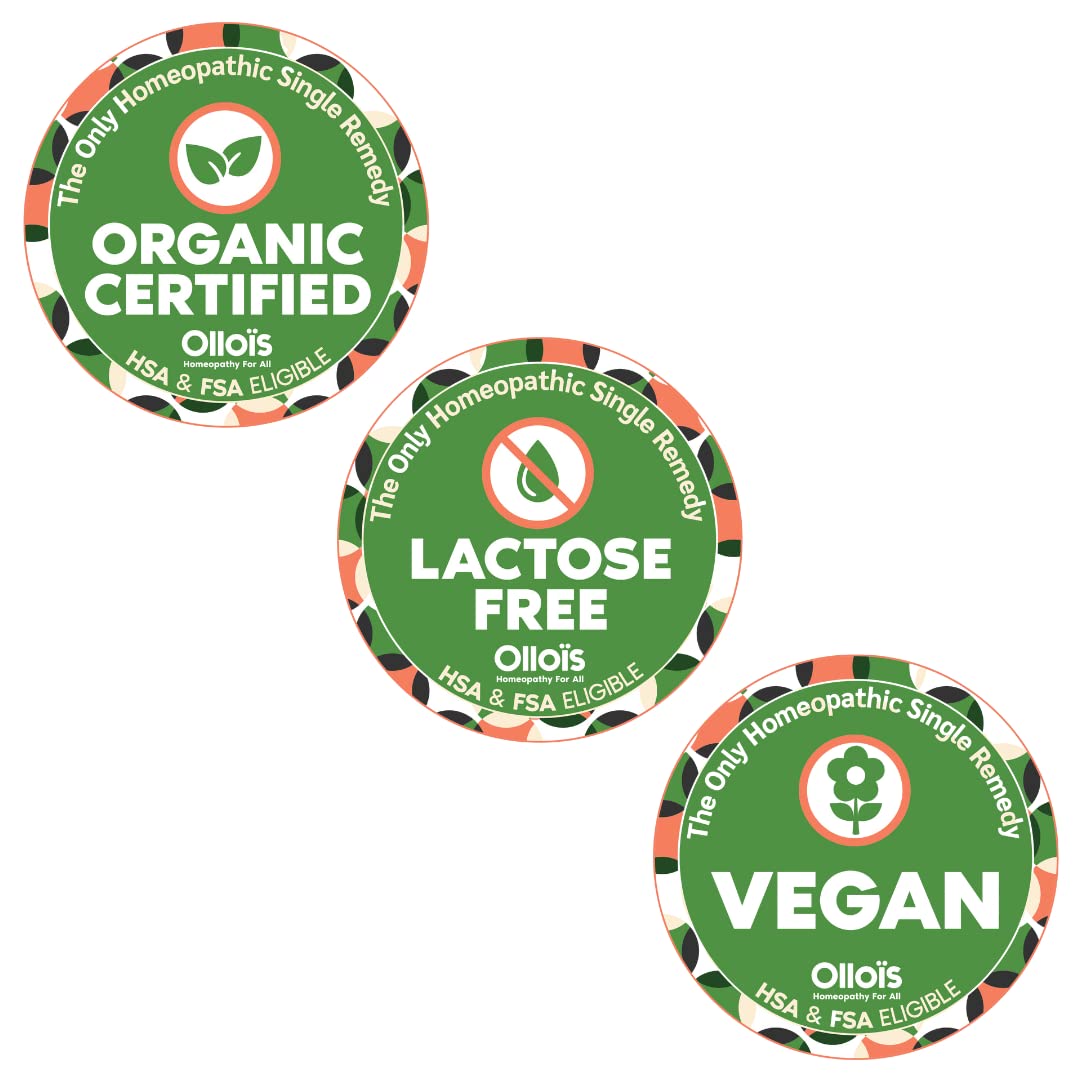 Étiquette végan OLLOÏS sans lactose et gluten pour un mode de vie responsable.