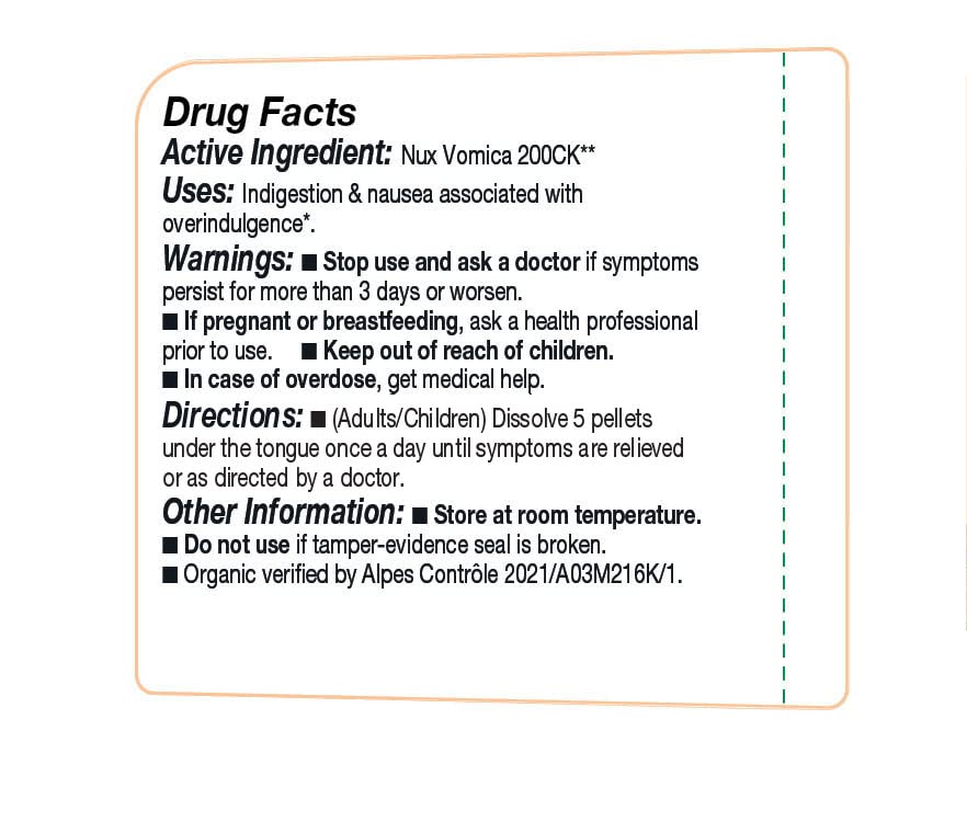 OLLOÏS Nux Vomica 200ck emballage organique: sans lactose.