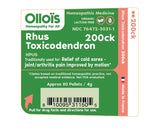 OLLOÏS Rhus Toxicodendron 200ck boîte: format compact pour déplacements.