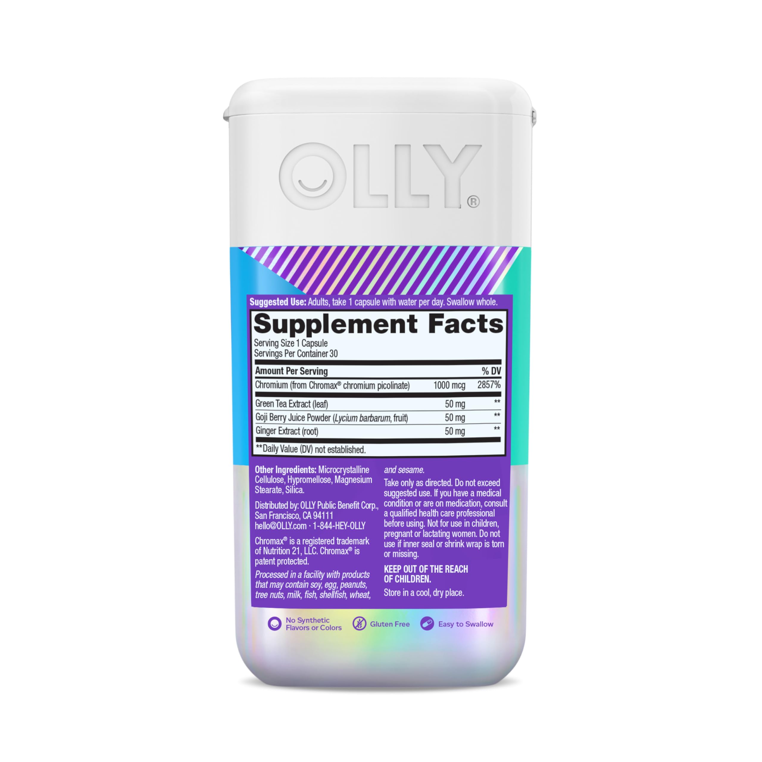 OLLY Combat Cravings – Chromium Picolinate soutient potentiellement le métabolisme