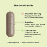Capsules ginseng américain d’OLLY Focus, faciles à avaler pour l’attention.
