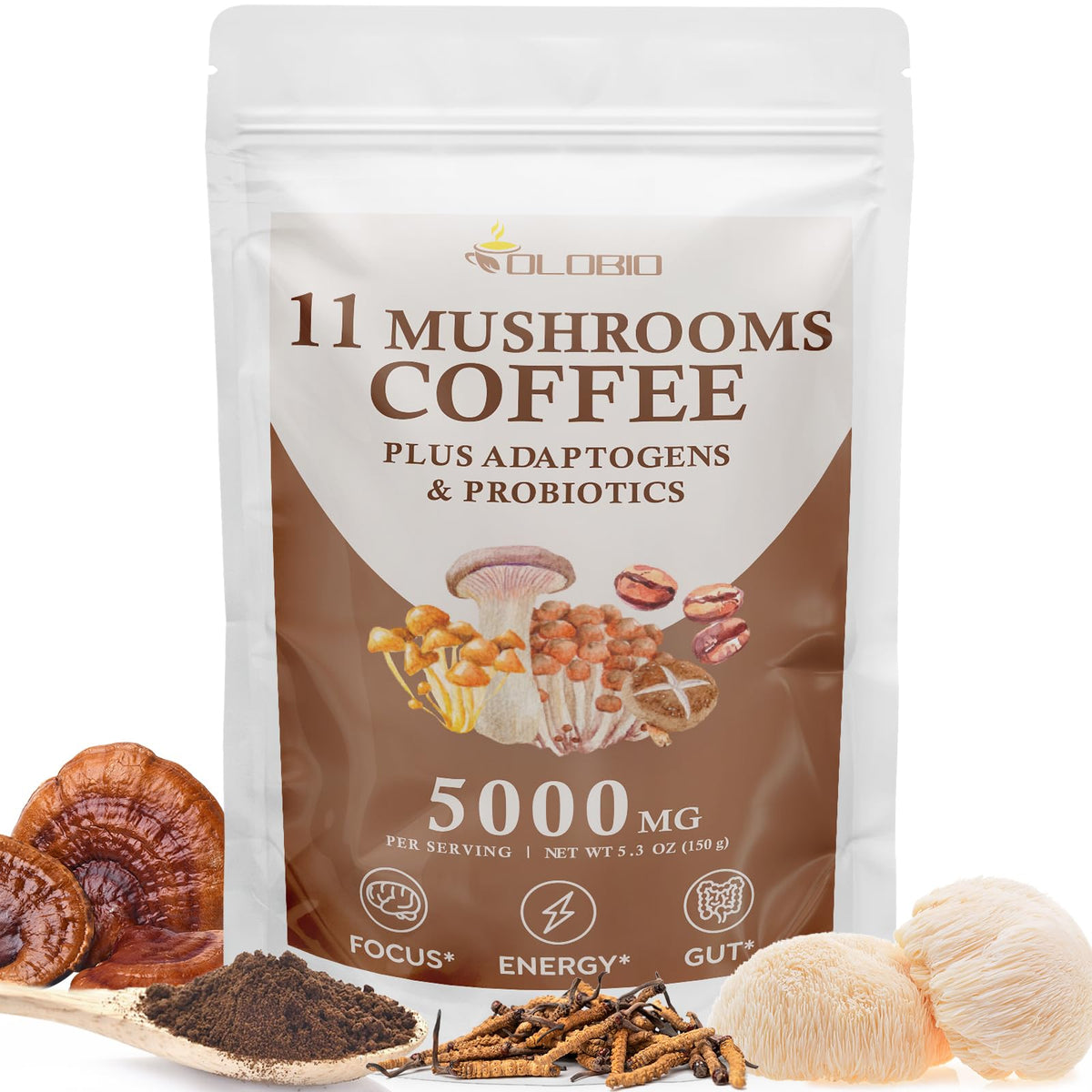 OLOBIO Café champignons 11 – emballage premium prêt à l'emploi