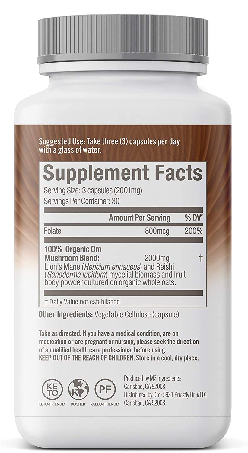 OM MUSHROOM CAPSULES Biologiques et sans additifs, formulation complète.