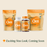 OM Mushroom Cordyceps Poudre, doseur pratique pour smoothies et café.
