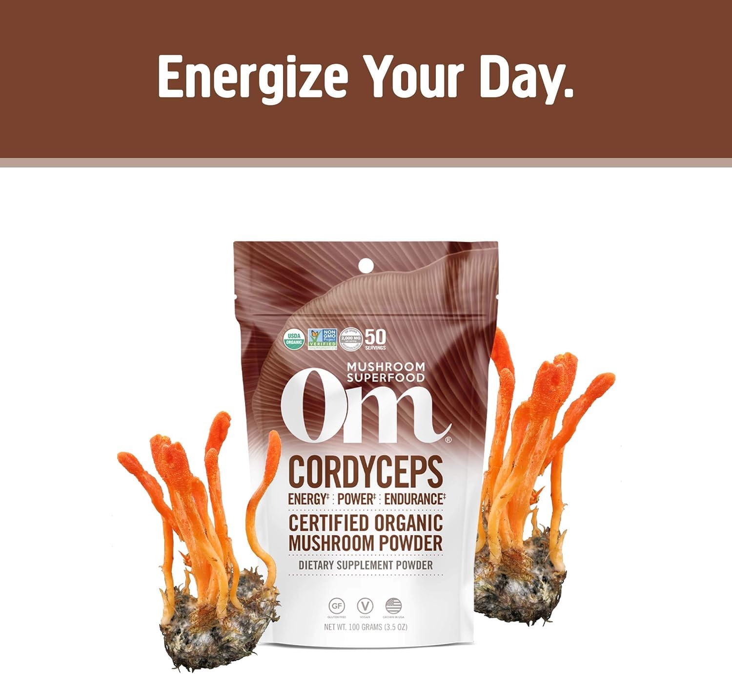 OM MUSHROOM Cordyceps – mélange facile dans l'eau pour un coup de pouce.