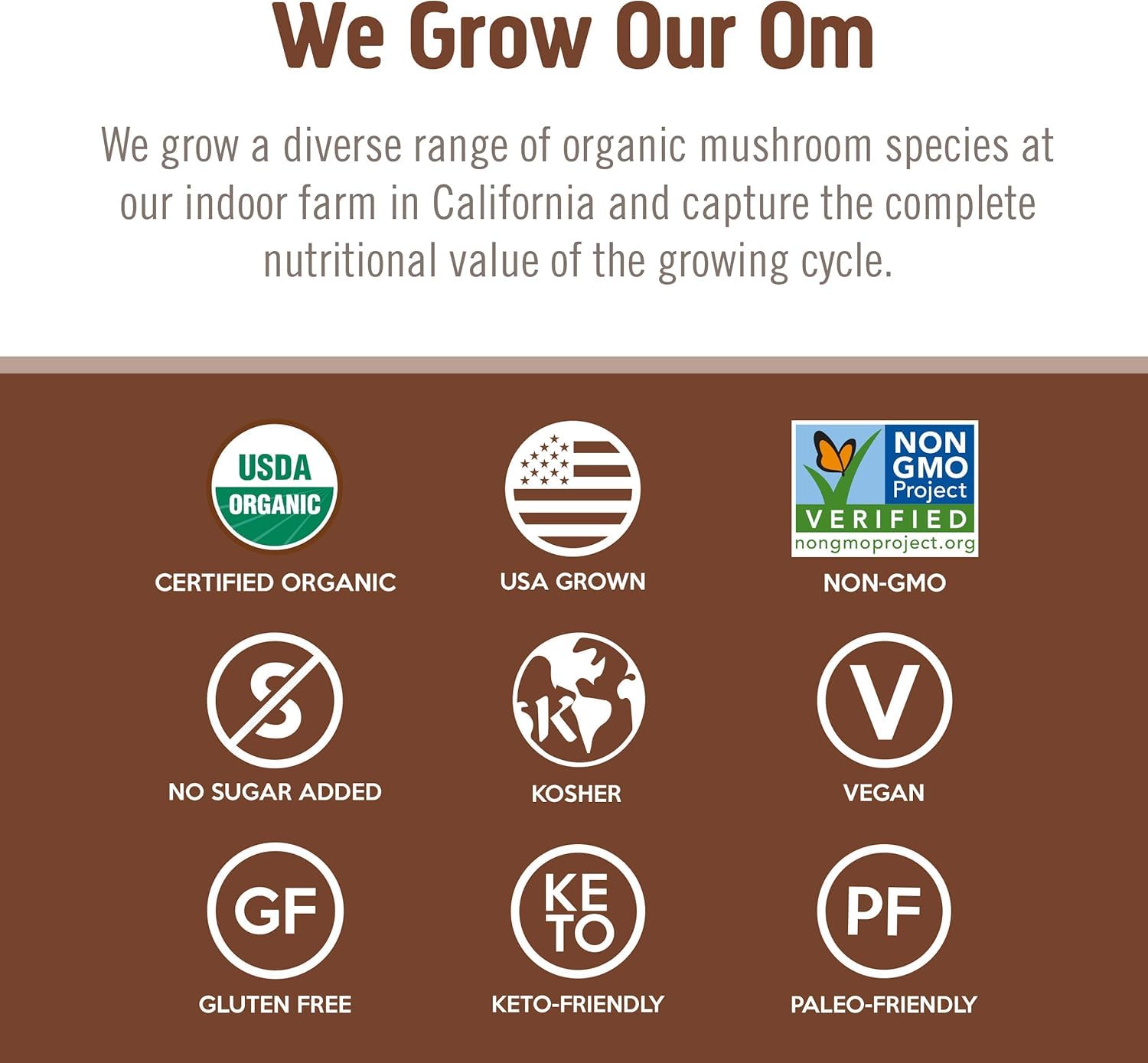 OM MUSHROOM Cordyceps – production californienne pour traçabilité et pureté.