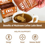Boîte OM MUSHROOM SUPERFOOD latte prête à préparer rapidement.