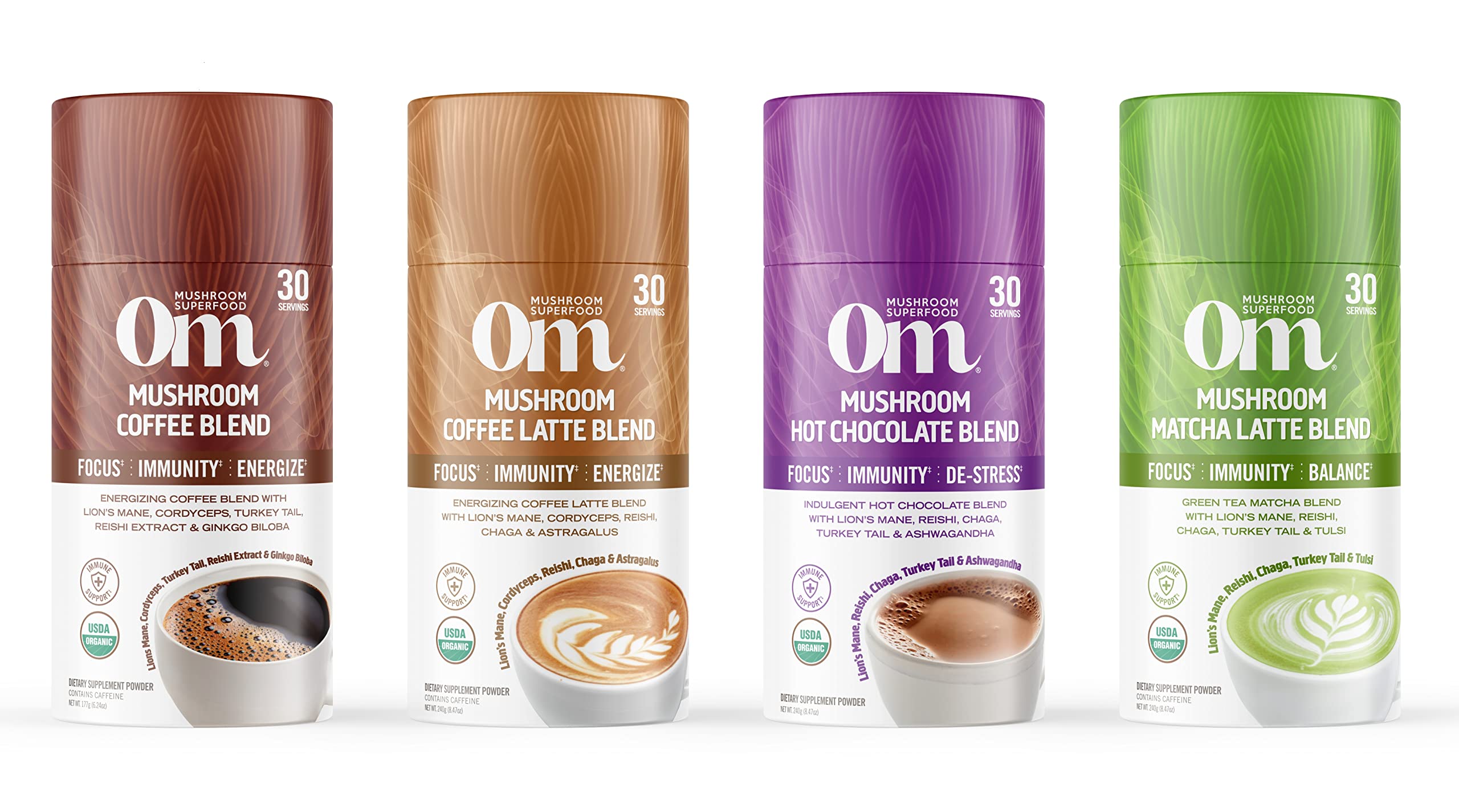OM MUSHROOM SUPERFOOD Mélange Énergie du Matin: boîte 30 portions pour usage quotidien.