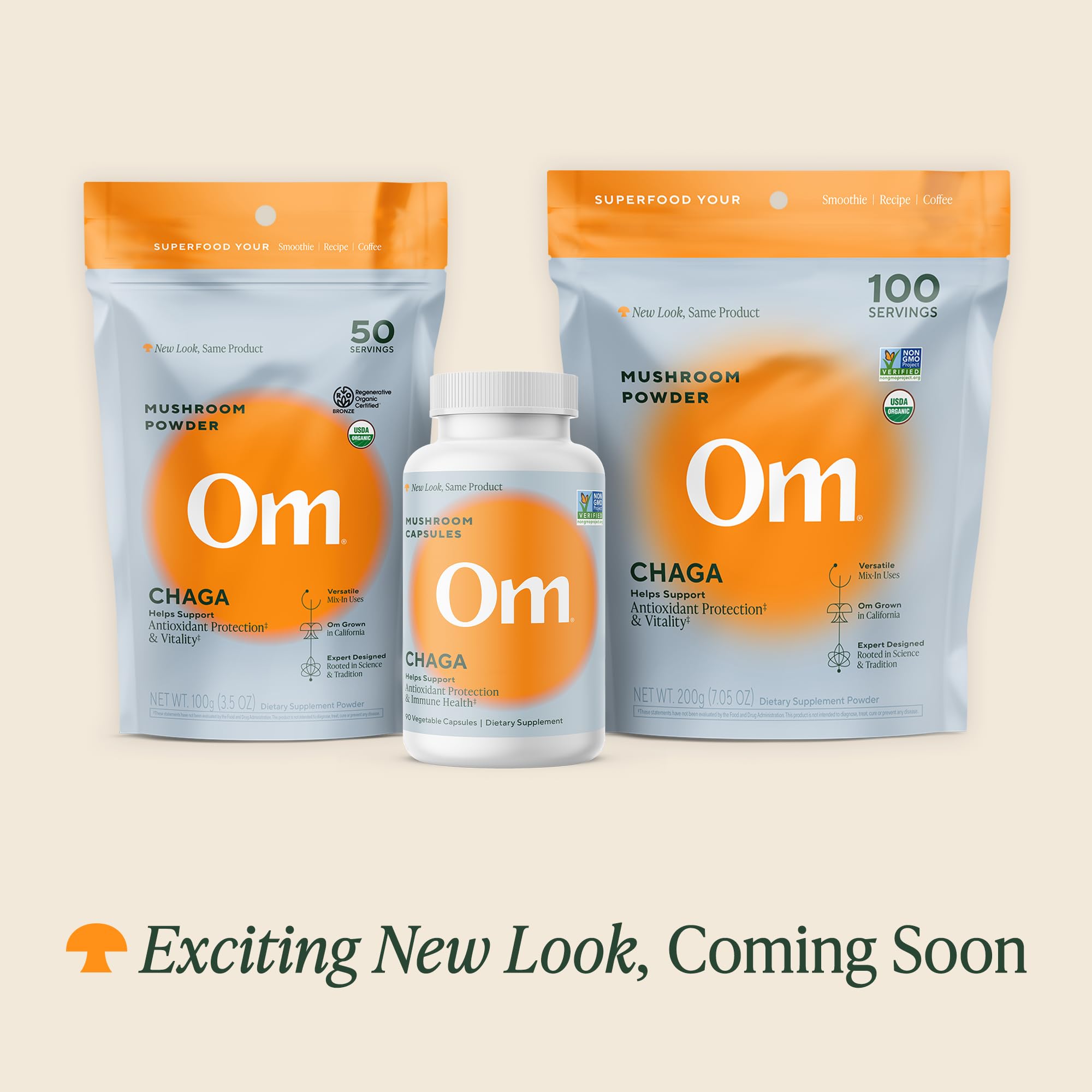 Dose-cuillere OM MUSHROOM SUPERFOOD Chaga pour dosages faciles et quotidiens.