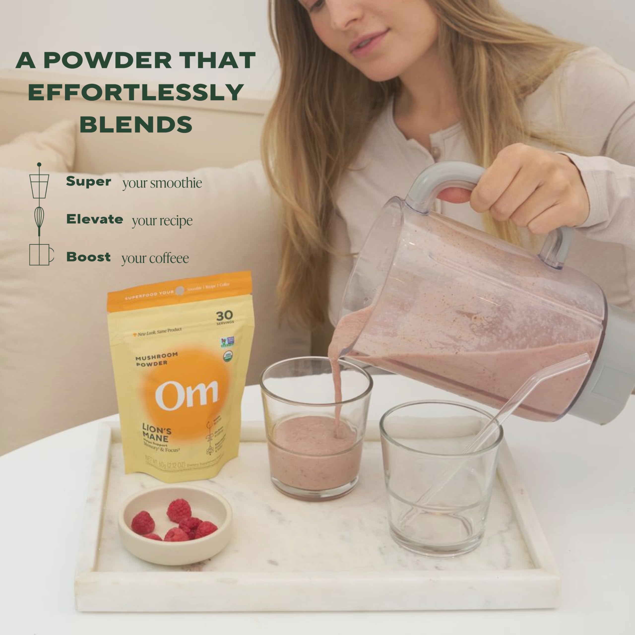 OM MUSHROOM SUPERFOOD poudre crinière de lion, cuillère doseuse incluse