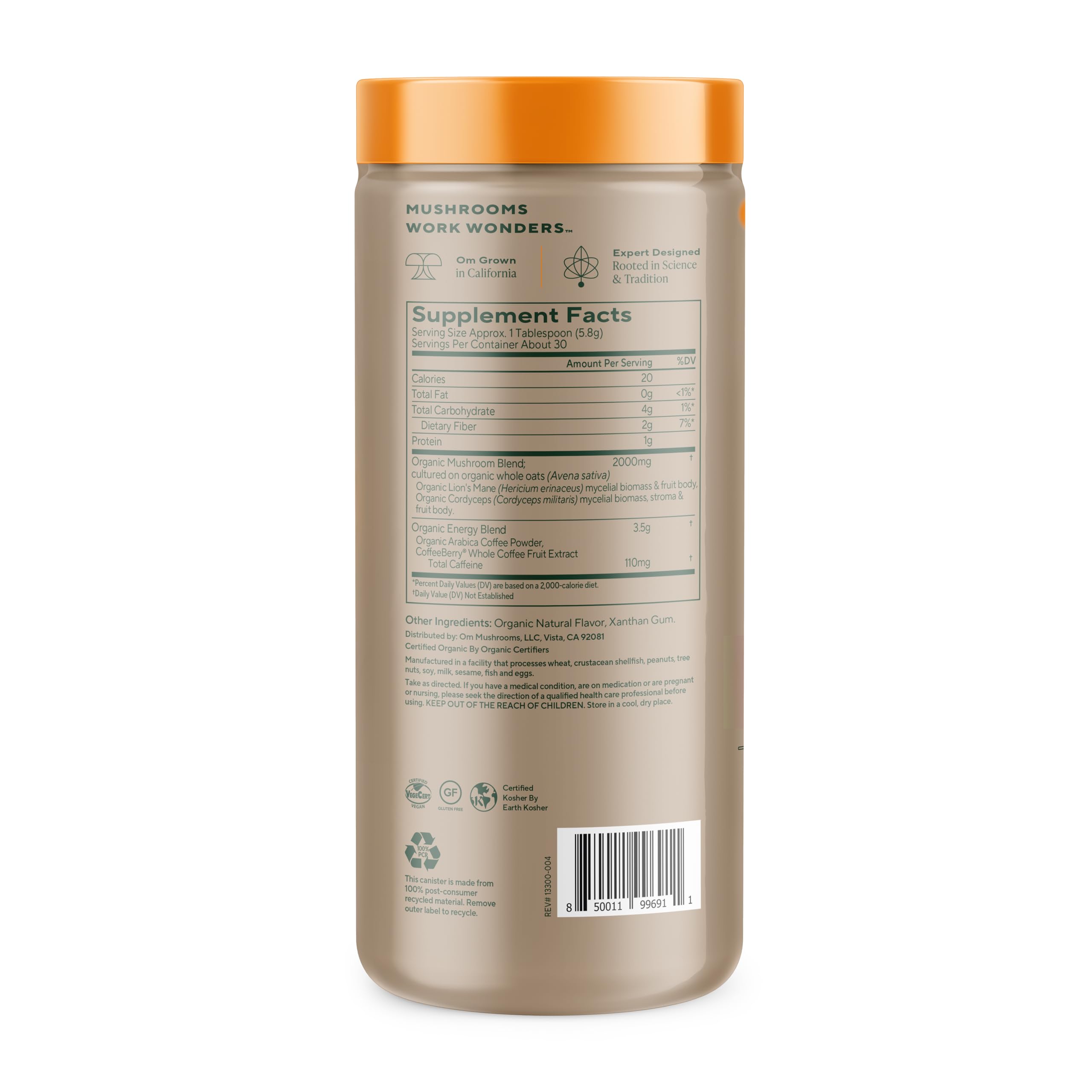 Crinière de lion OM MUSHROOM SUPERFOOD, soutien potentiel à la concentration.
