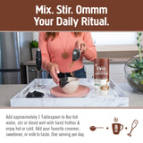 Étiquette BIO OM MUSHROOM SUPERFOOD avec certifications et traçabilité rassurantes.