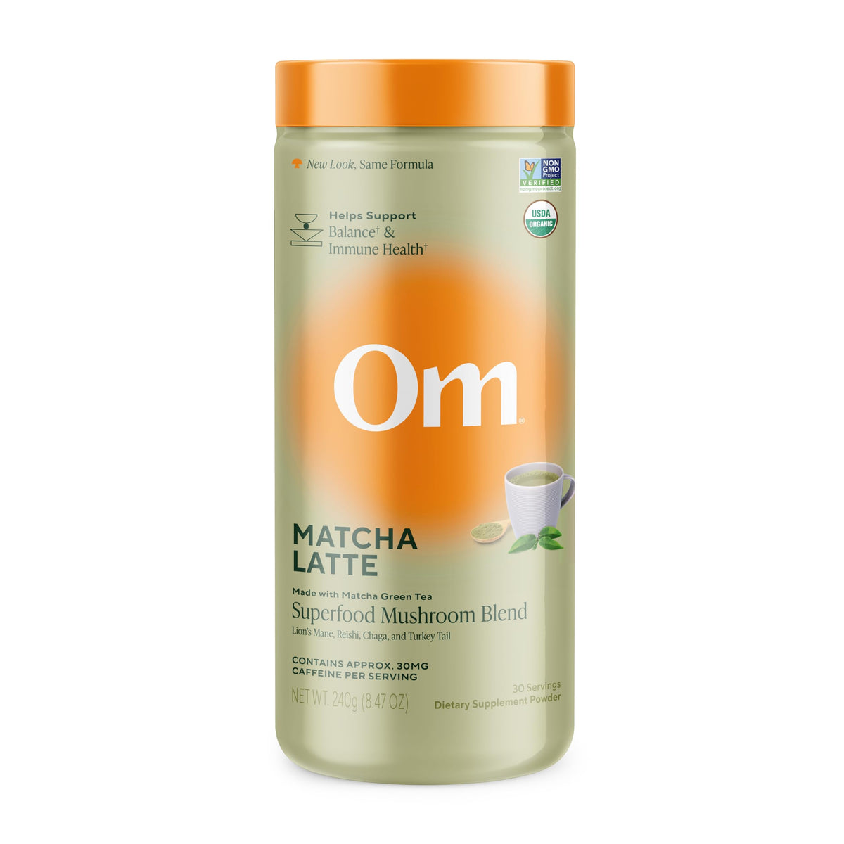 OM MUSHROOM SUPERFOOD Matcha Latte Conditionnement pratique pour le quotidien.