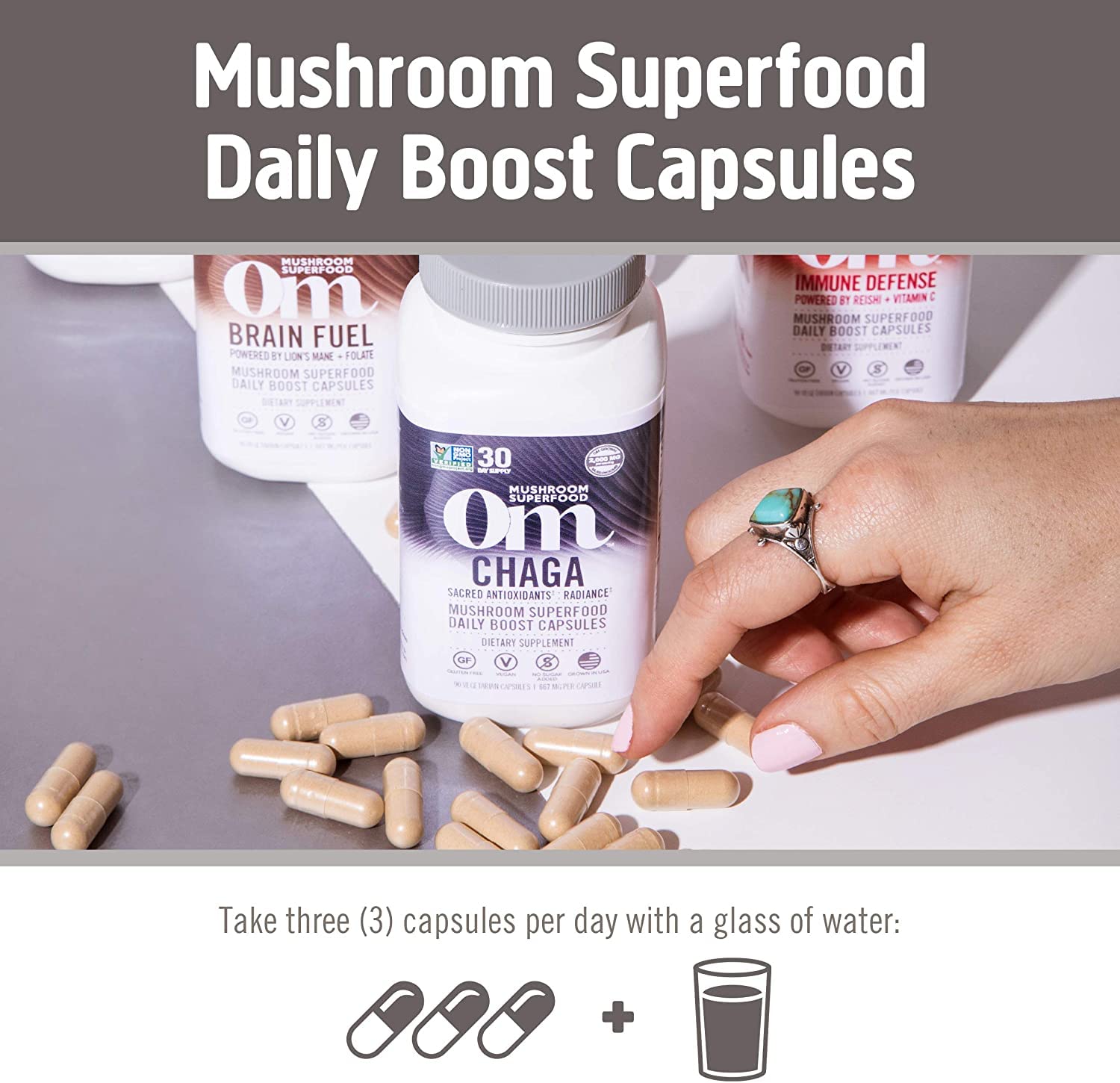 Om Mushroom Superfood poudre cultivée en Californie du Sud : traçabilité locale.