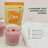 OM MUSHROOM SUPERFOOD poudre crinière de lion boisson chaude prête à mélanger.