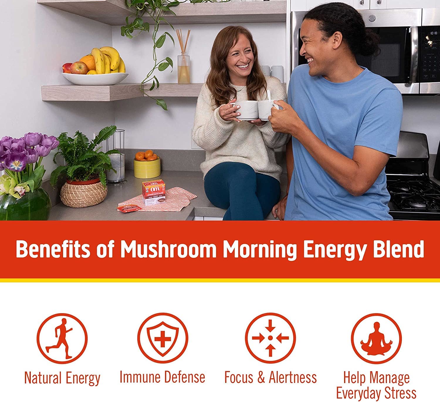 OM MUSHROOM SUPERFOOD Mélange Énergie du Matin: 2000 mg de champignons par portion.