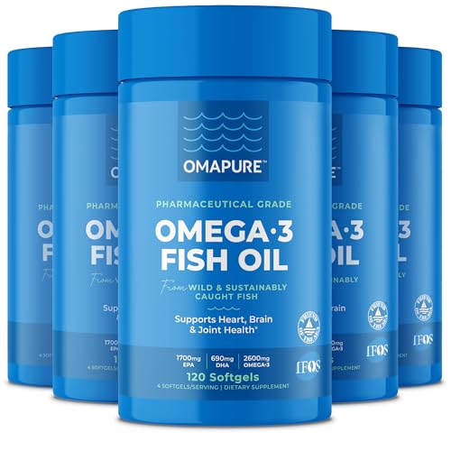 Bouteille OMAPURE d'huile-poisson omega-3, idéale pour une posologie pratique.