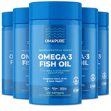 Bouteille OMAPURE d'huile-poisson omega-3, idéale pour une posologie pratique.