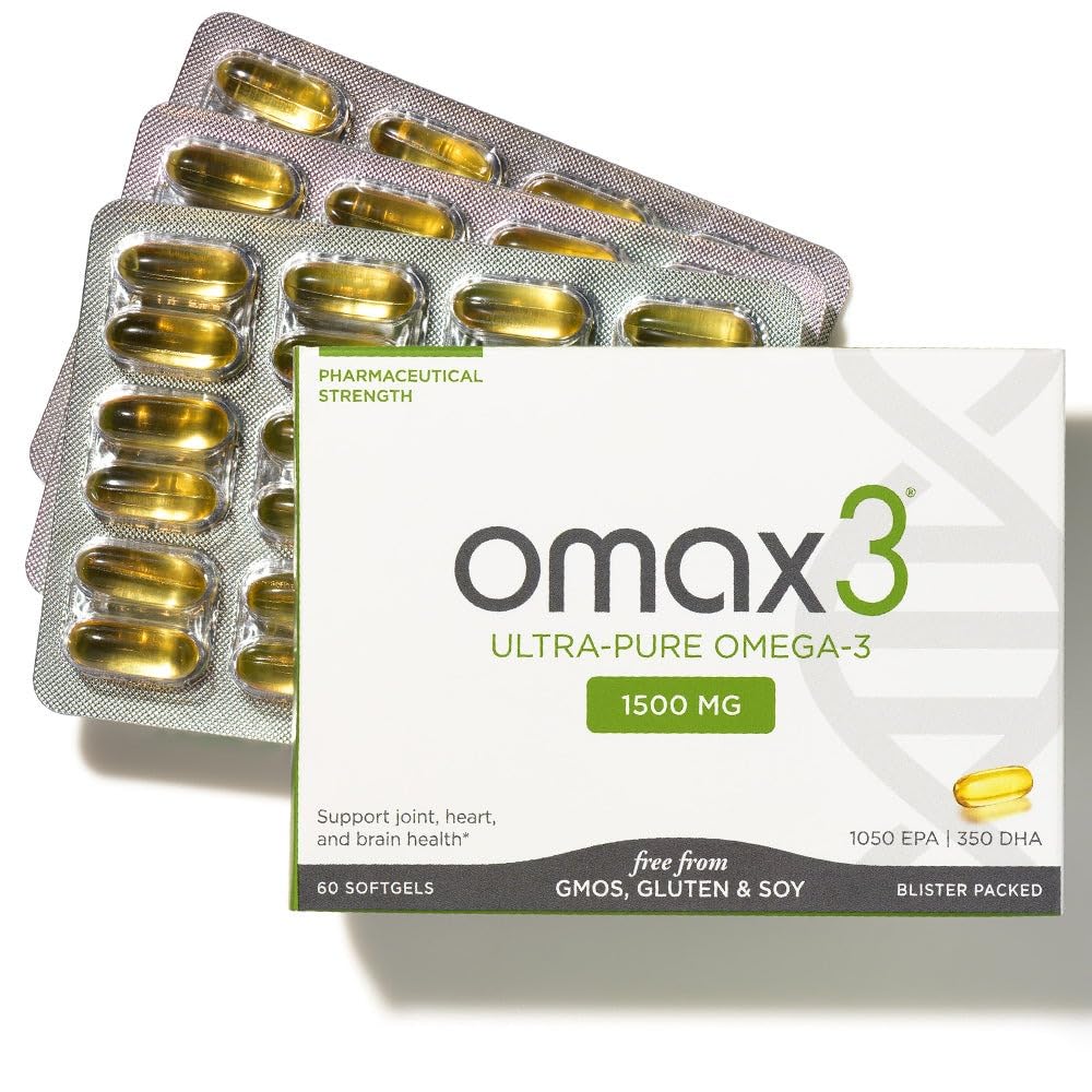 Gélules Omax3 Omega-3 1500 mg, soutien potentiel pour le cœur et le cerveau.
