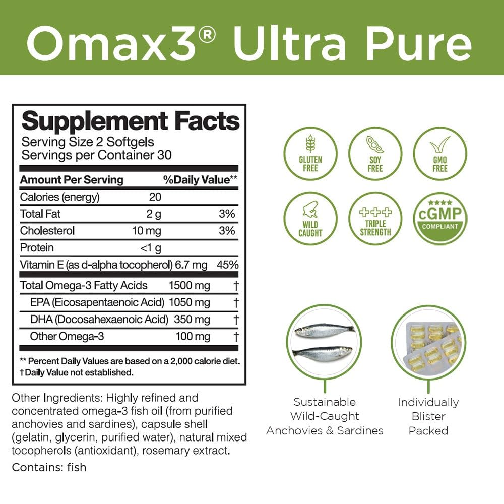 Gélules Omax3 sans odeur et sans arômes artificiels pour une prise pratique.