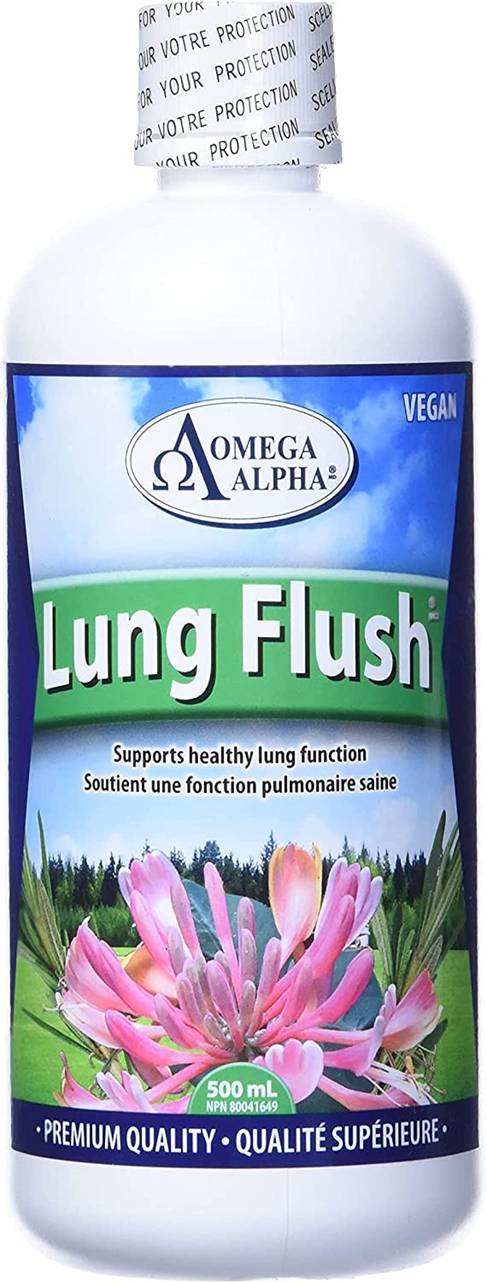 Omega Alpha Drainage Pulmonaire — bouteille prête à l'emploi pour un usage quotidien.