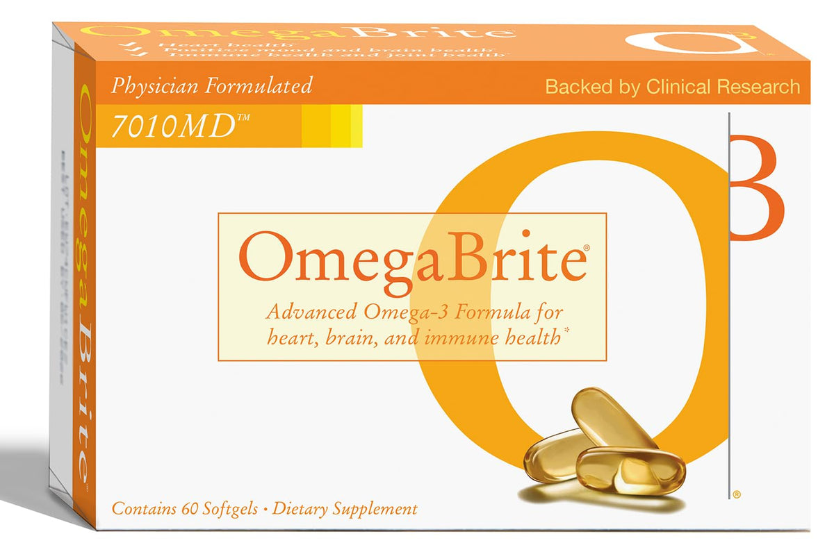 OmegaBrite 7010MD — bouteille et gélules, soutien potentiel à l'humeur et à la vitalité