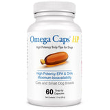 Omega Caps ES: bouteille montrant le complément riche en EPA et DHA, pour la peau et le pelage.