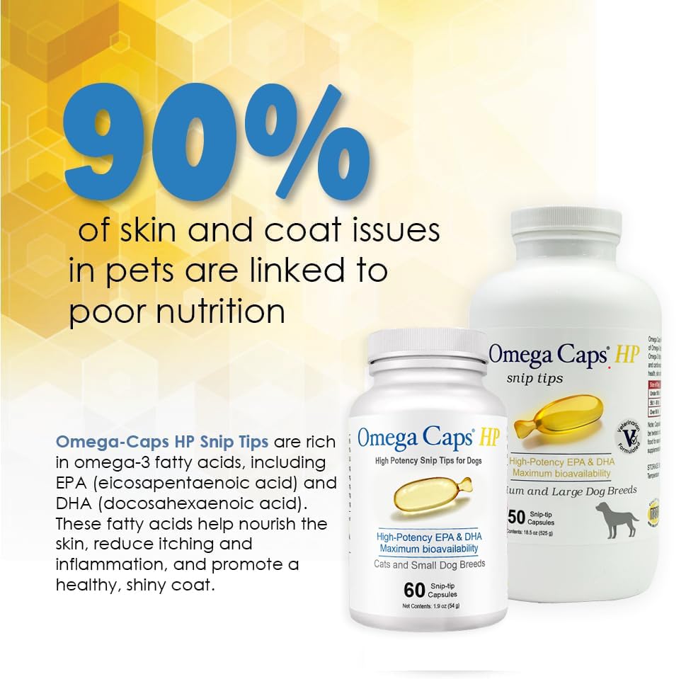 Omega Caps ES: servi directement sur l’alimentation pour un dosage simple.