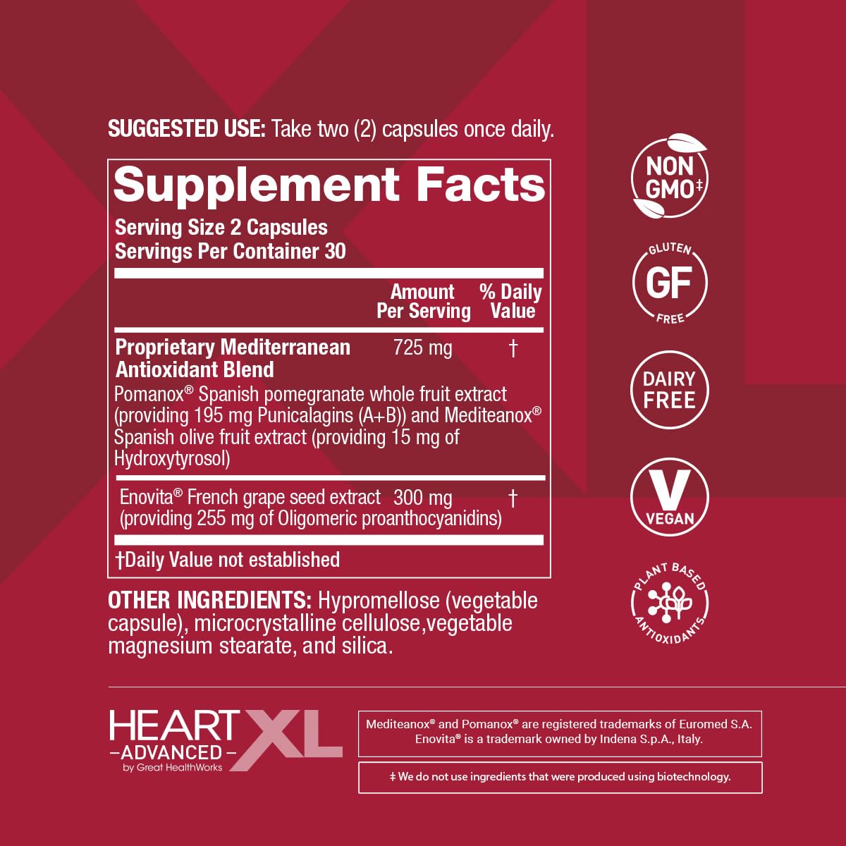 OmegaXL HeartXL Advanced, version vegan sans gluten ni produits laitiers.