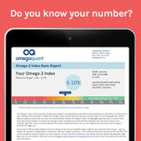 OmegaQuant interface utilisateur affiche clairement les niveaux d'oméga-3.