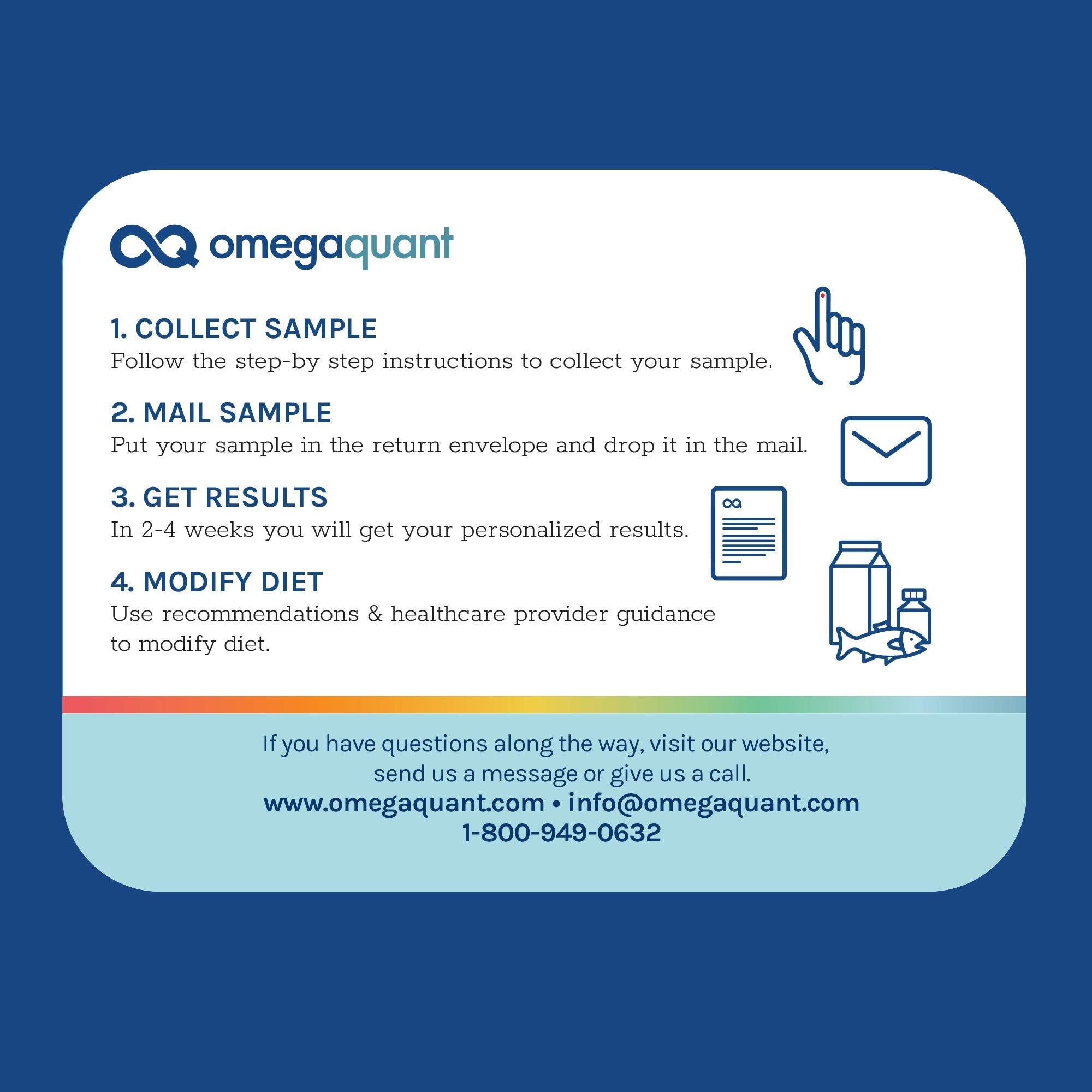 OmegaQuant laboratoire traitant l'échantillon pour résultats fiables et standardisés.