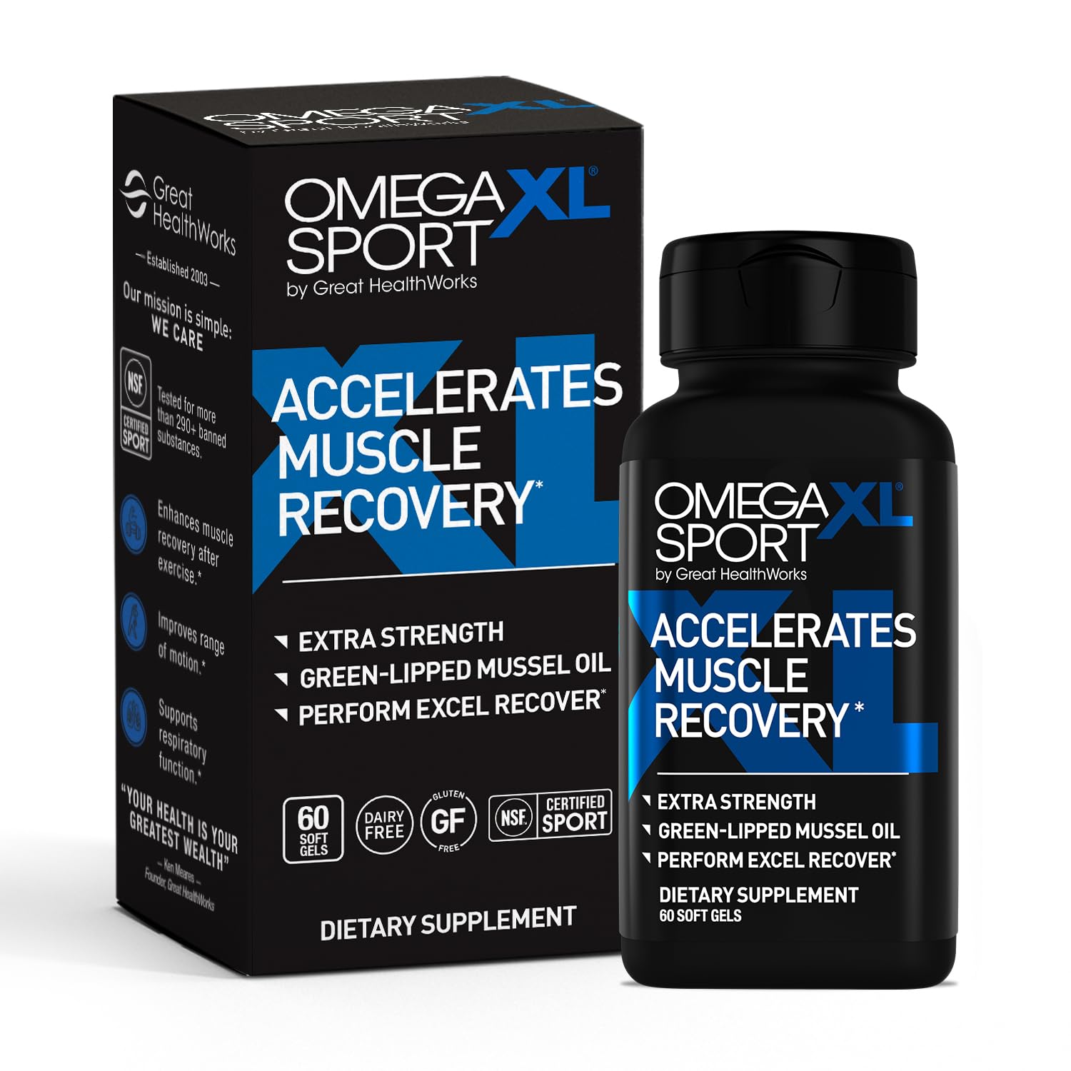 OmegaXL Sport – bouteille de capsules, soutien potentiel à la récupération après l’effort.