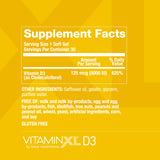OmegaXL VitaminXL D3, étiquette claire et dosage quotidien pratique.