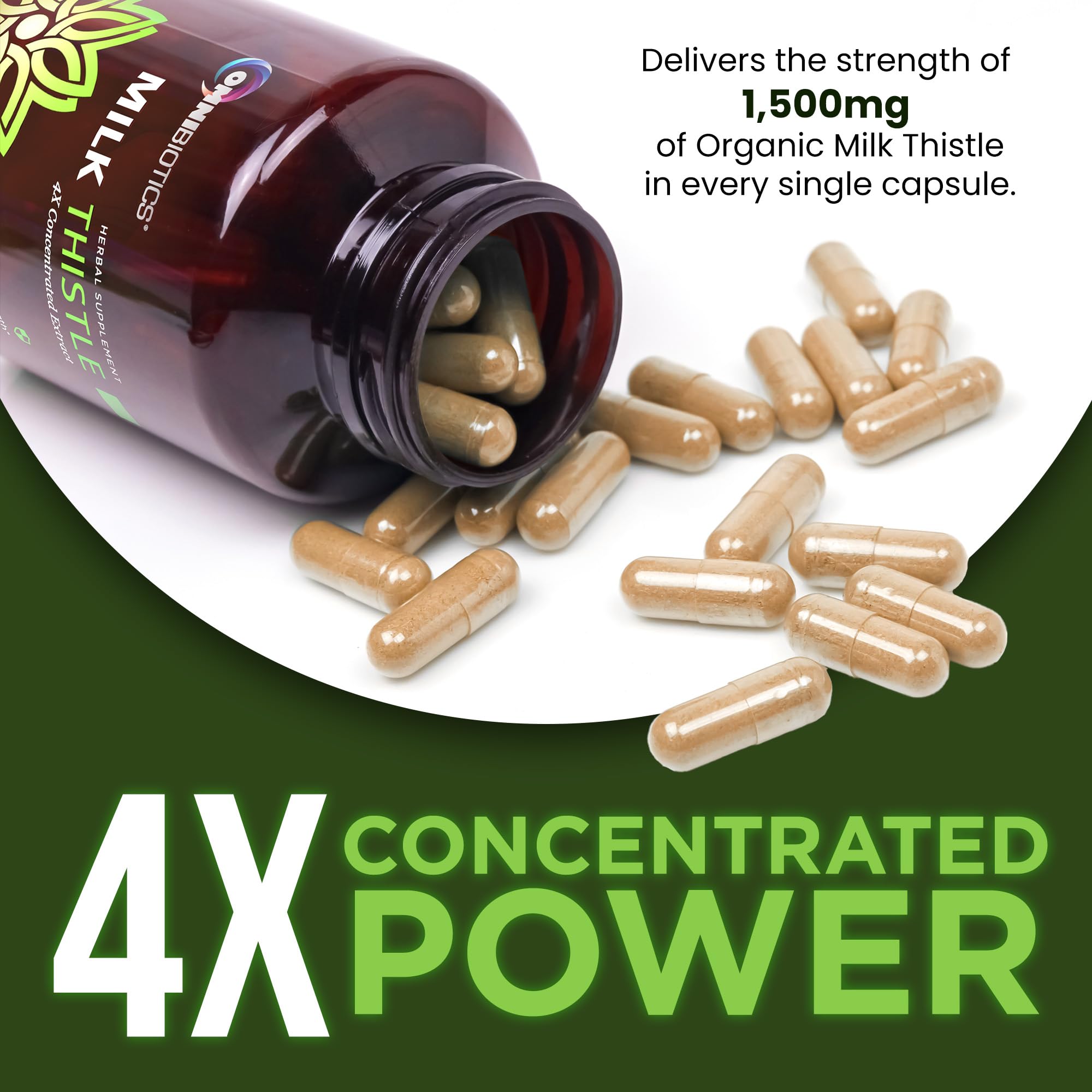 OmniBiotics chardon Marie capules, capsules faciles à avaler pour routine quotidienne.