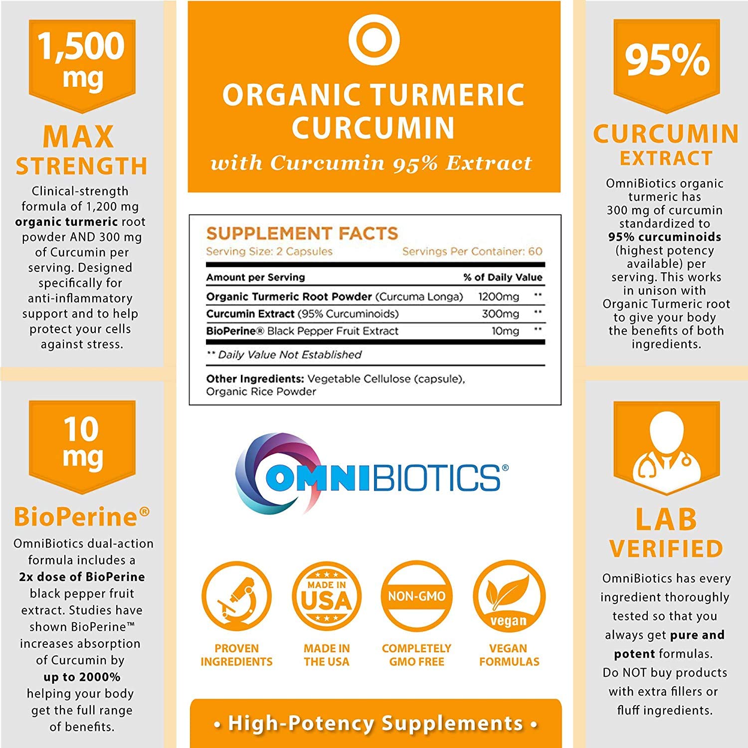 Capsules véganes OmniBiotics Curcuma – faciles à avaler et adaptées au quotidien.