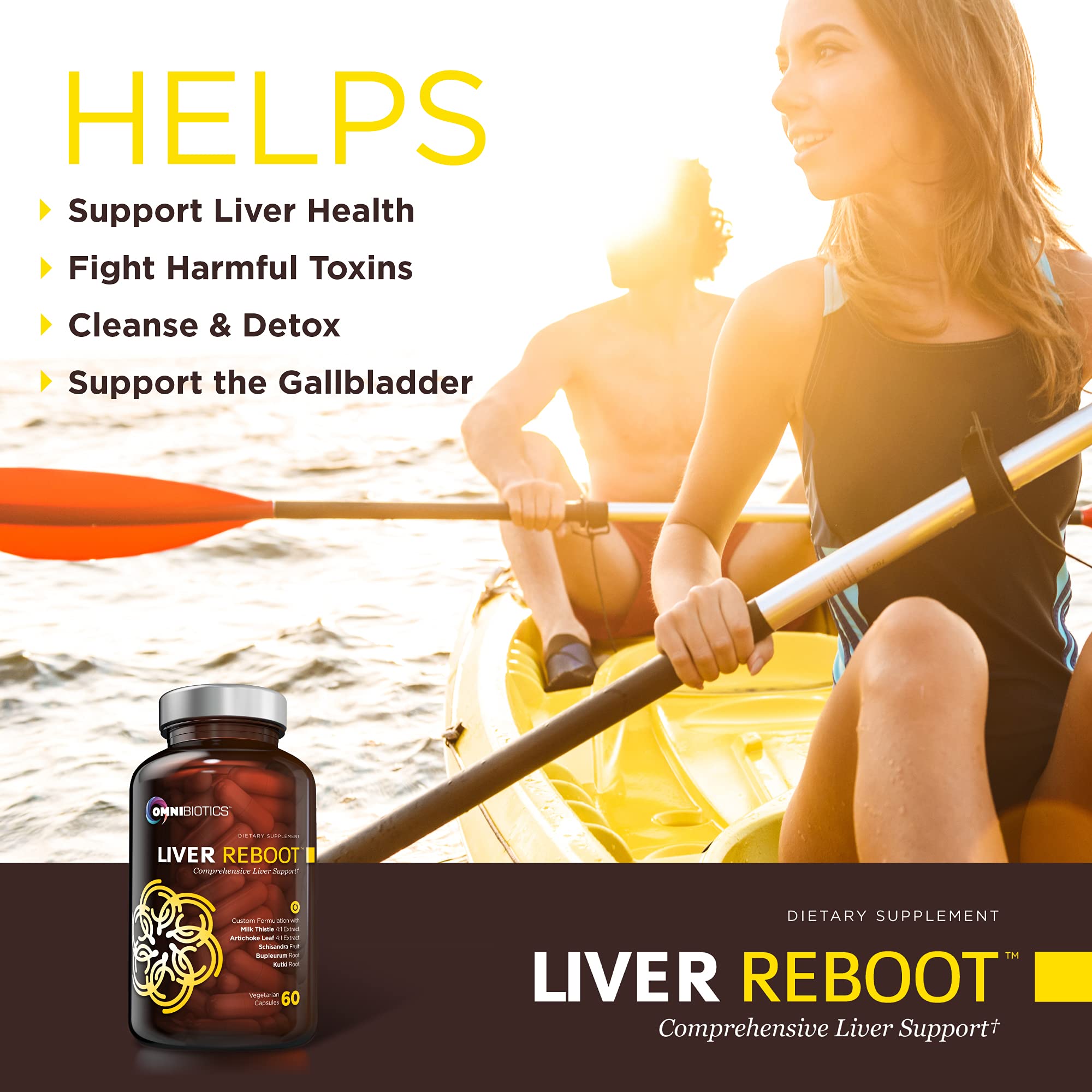 Étiquette OmniBiotics Liver Cleanse montrant les ingrédients clés.
