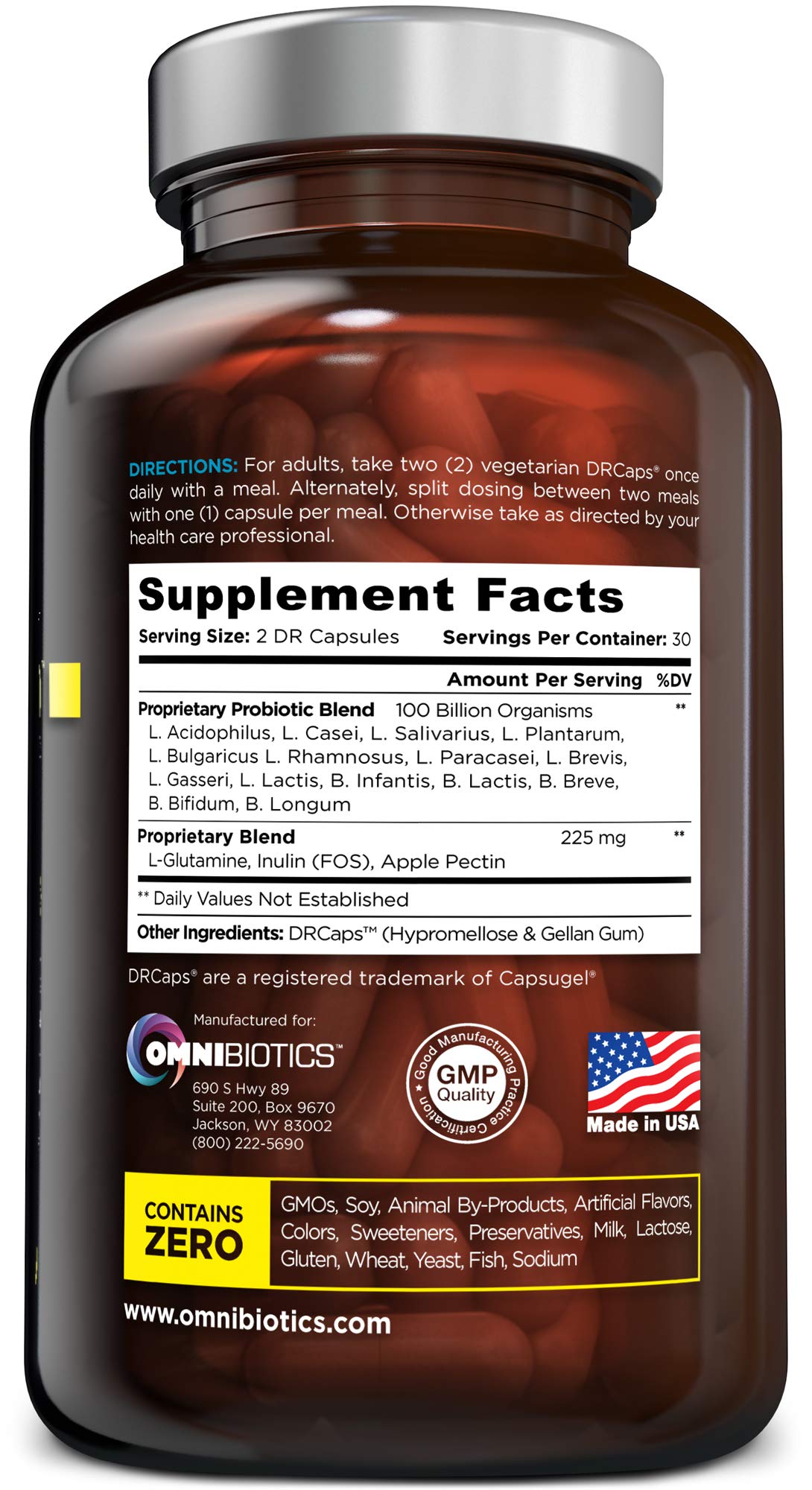 OmniBiotics prébiotiques et fibres solubles nourrissent les bactéries bénéfiques.