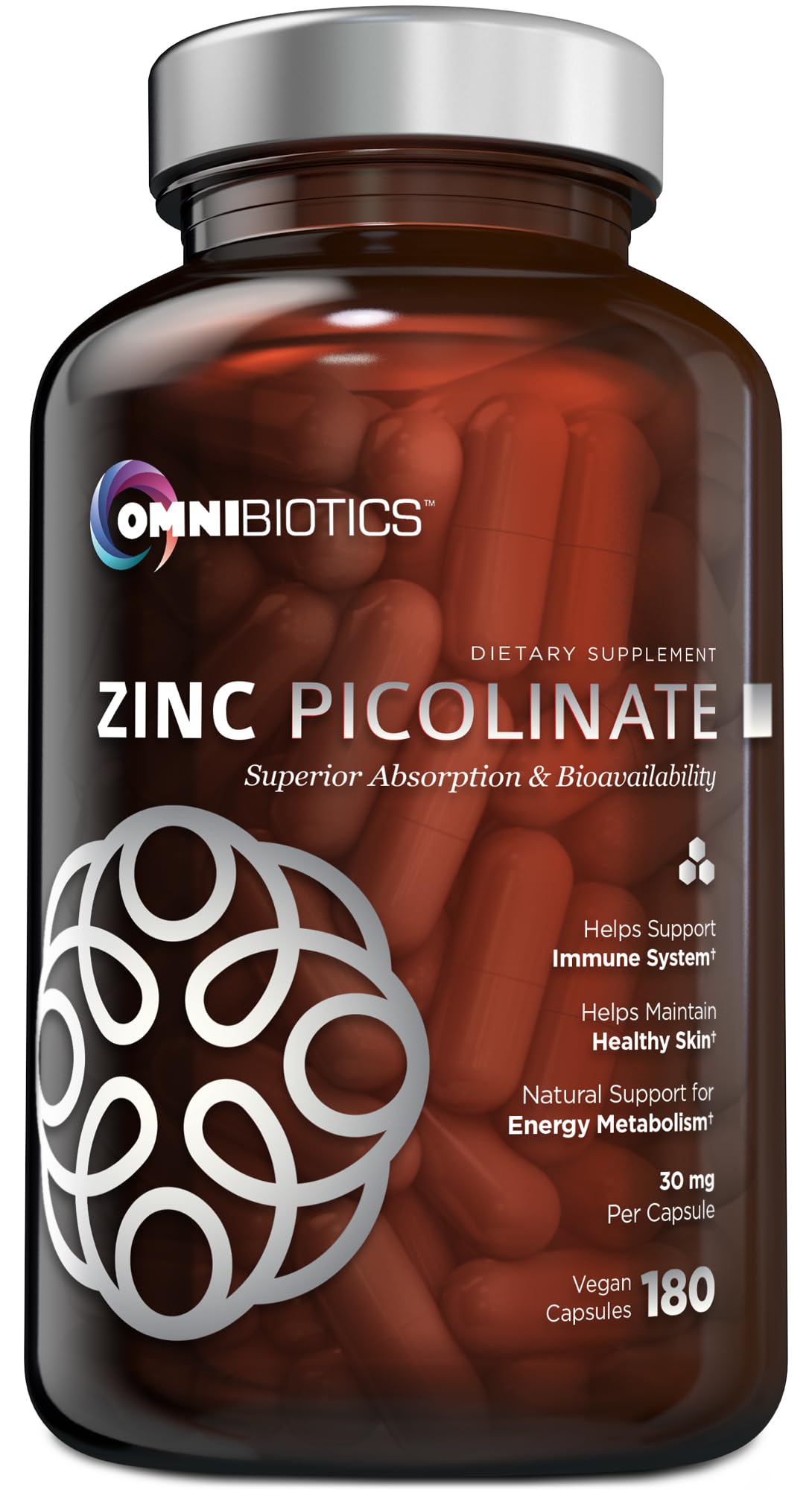 OmniBiotics Zinc Picolinate – capsule montrant une absorption élevée pour énergie soutenue.