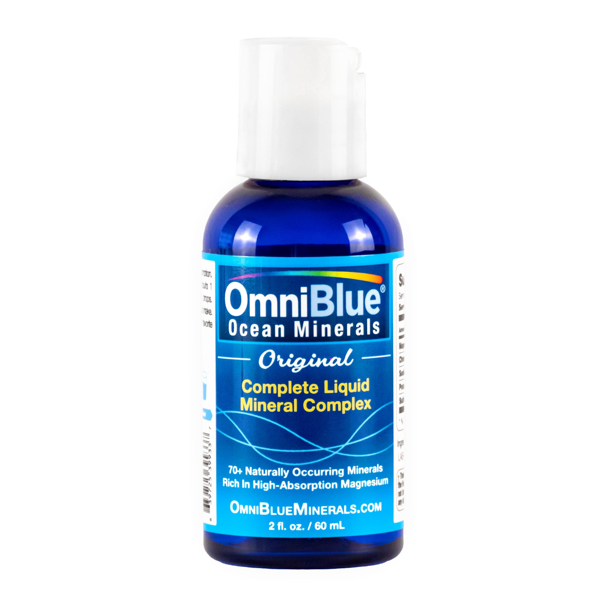 OmniBlue Ocean Minerals : bouteille avec pipette pour une hydratation pratique.