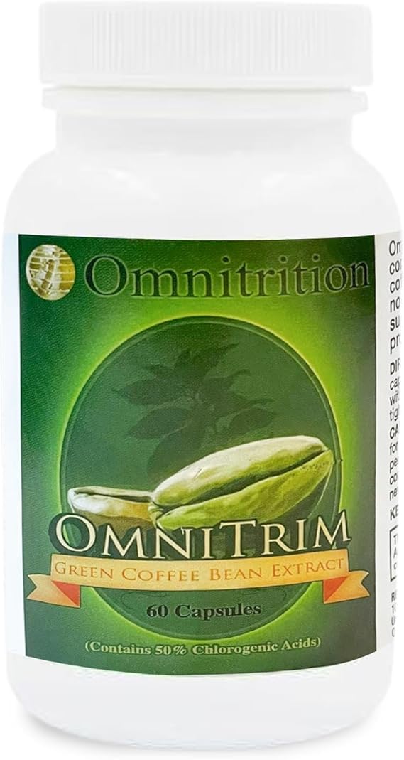 Omnitrition Green Coffee Bean Extract – flacon illustrant énergie naturelle et soutien quotidien.